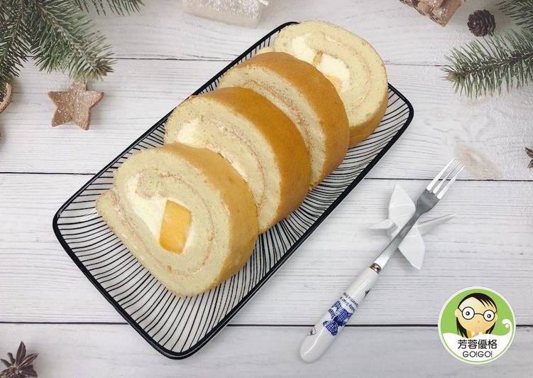 優格芒果蛋糕捲~每口都綿密好吃!