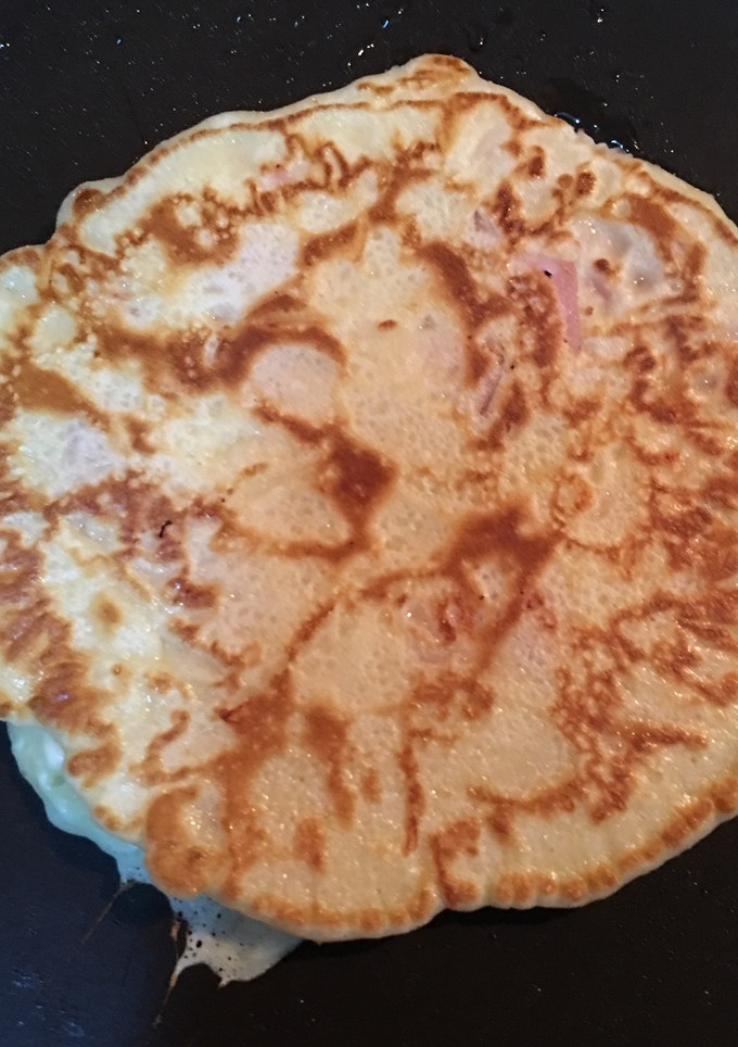 Una foto de Pancakes de queso y jamón York
