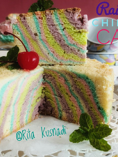 Foto resep Rainbow Chiffon Cake