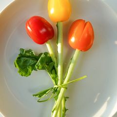 A picture of Sweet Spring is Here! Cherry Tomato Tulip Salad 🍅🌷.