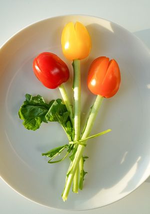 A picture of Sweet Spring is Here! Cherry Tomato Tulip Salad 🍅🌷.