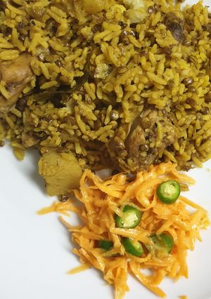 A picture of Chicken Breyani trial.