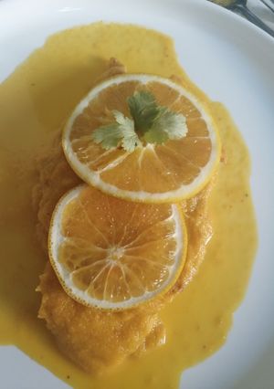 Una foto de Pechugas de pollo a la naranja