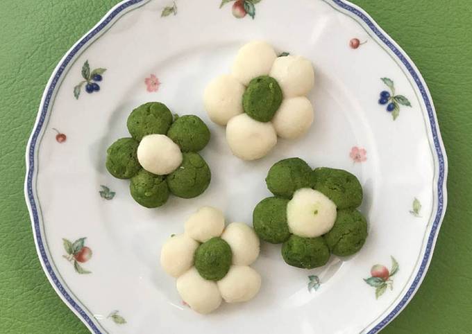 Soft cookie-like Wagashi with white bean jam &amp; rice flour