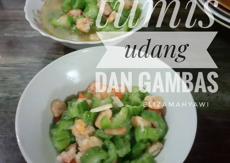 Tutorial memasak Tumis gambas dan udang enak