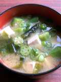Okra, Tofu & Wakame Miso Soup