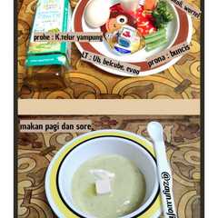 A picture of Bubur telur ayam kampung with vegie #mpasi6month.
