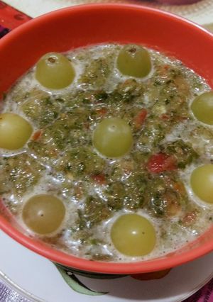 A picture of Green coriander and grapes chutney.