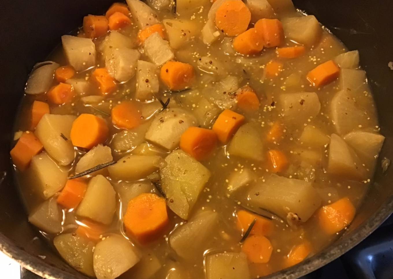 Carottes navets et pommes de terre au citron confit et moutarde à l ancienne