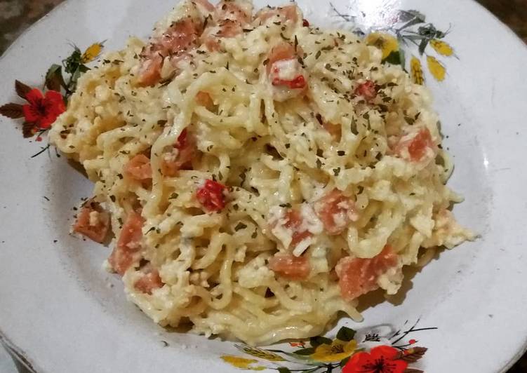 Cara Gampang Membuat Noodles in Carbonara Sauce, Bikin Ngiler