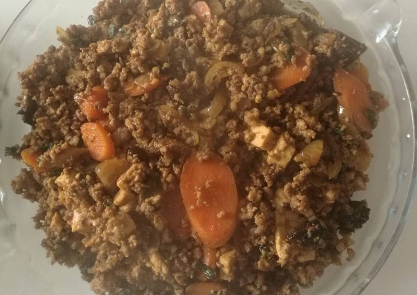 Daging cincang tahu teriyaki