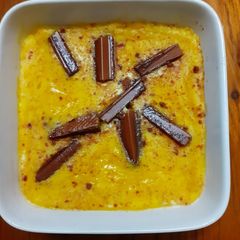 A picture of Oats-custard choco pudding.