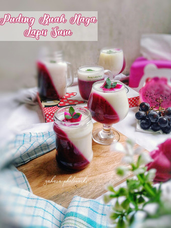Cara Buat Puding Buah Naga Lapis Susu Rumahan