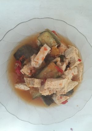 Foto resep Balado terong tahu (tanpa minyak)