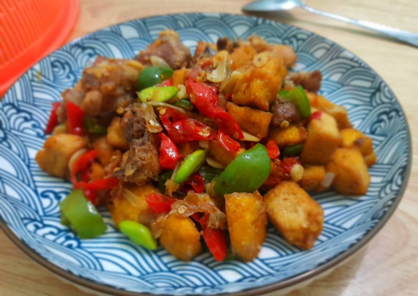 Oseng tahu ayam cabe gendol