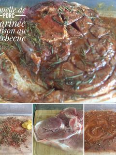 Une photo de Rouelle de porc marinée/ Cuisson au barbecue / Pommes de terre au four