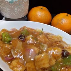 A picture of Orange sesame chicken #chinese.