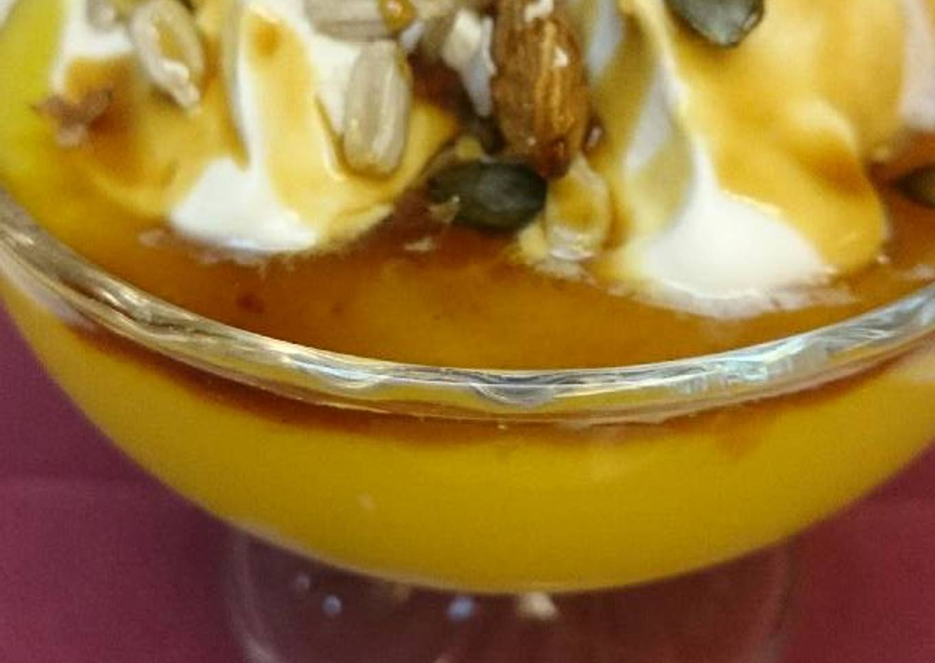 Sensación de mango, yogur y frutos secos