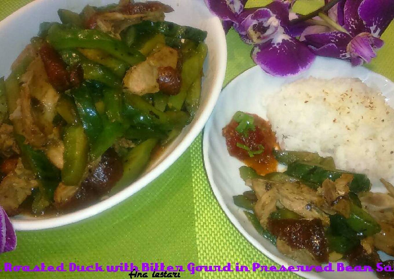 Oseng^^ Pare dengan Bebek Panggang Bumbu Tausi