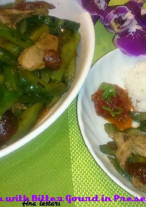Foto resep Oseng^^ Pare dengan Bebek Panggang Bumbu Tausi