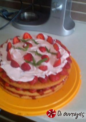 A picture of Light and Summery Strawberry Cake by Akis.