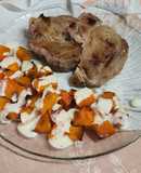 Calabaza - Anco batata en cubos al horno con salsa de queso