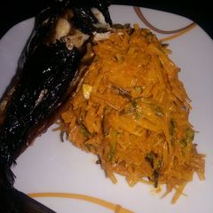 A picture of African Salad AKA Abacha with Smoked Fish.