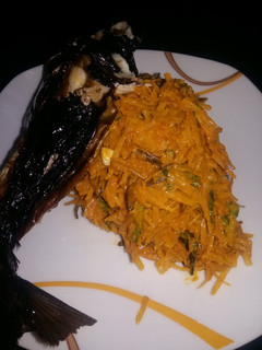 A picture of African Salad AKA Abacha with Smoked Fish.