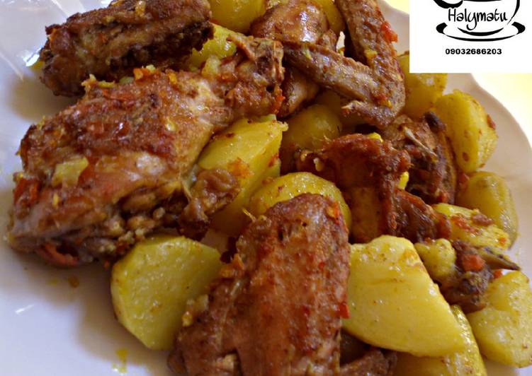 Simple Way to Prepare Peppered Chicken n potato in 16 Minutes for Beginners