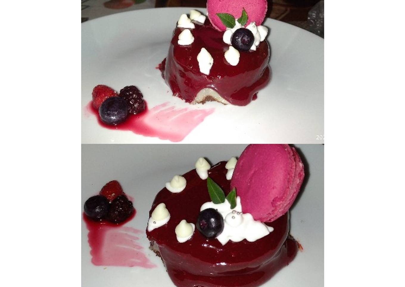 Mousse de chocolate con glaseado espejo