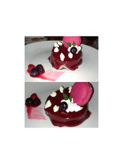 Una foto de Mousse de chocolate con glaseado espejo