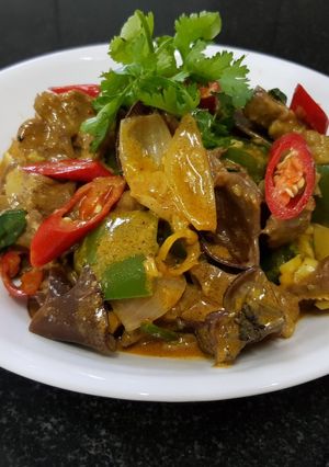 Hình của món Lưỡi heo xào lăn.