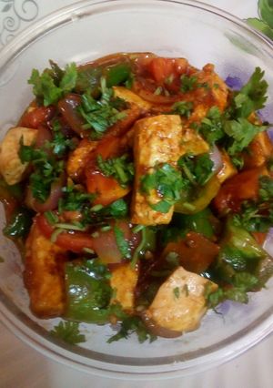 A picture of Chilly paneer in dhaba style.