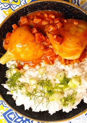 Sonkás-paradicsomos édeskömény recept fotója