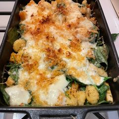 A picture of Pesto gnocchi & squash bake.