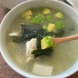 Avocado tofu miso soup