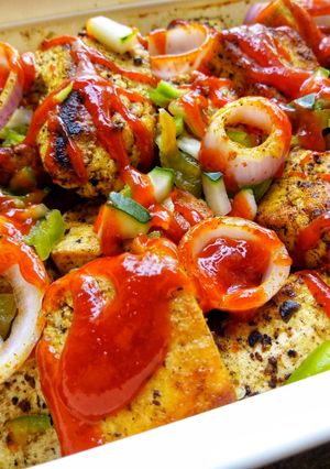 A picture of Oven grilled spicy tofu.