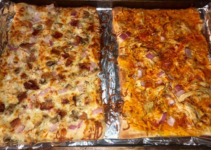 Steps to Make Traditional Chicken bacon ranch &amp;amp; buffalo chicken pizza 🍕 🍗 🥓 🍄 🌶 for Healthy Food