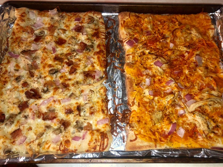 Recipe Chicken bacon ranch & buffalo chicken pizza 🍕 🍗 🥓 🍄 🌶 the So Delicious Appealing