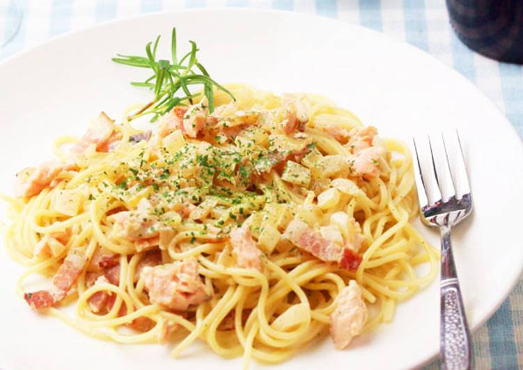 家樂福廚房 簡易白醬煙燻鮭魚義大利麵