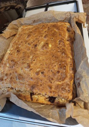 Csokis-túrós tepsis süti recept fotója