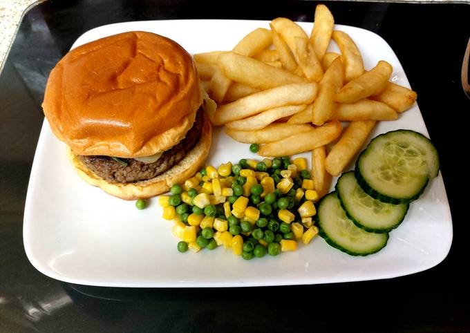 My Lamb + Mint Burger, with Soft cheese + chives on Brioche Buns