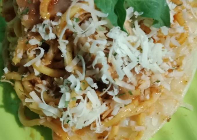 Resep Pizza spaghetti ala rumahan, Lezat Sekali