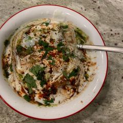 A picture of Soft and Stuffed Dahi Bhalla chaat.