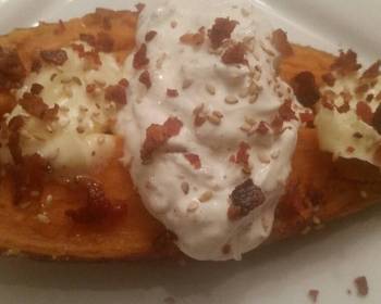 The New Way Cooking Recipe Sesame Baked Sweet Potatoes w Roasted Garlic Sour Cream Delicious Nutritious