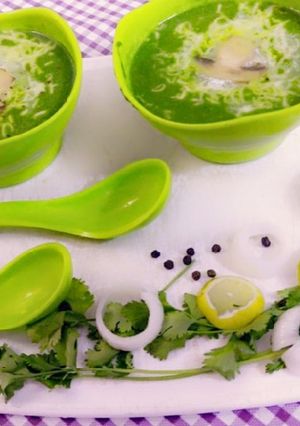 A picture of Spinach mushroom soup.