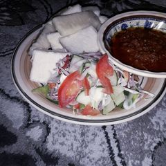 A picture of Yam and stew.