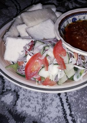 A picture of Yam and stew.