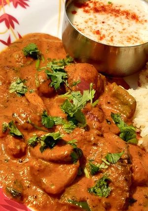 A picture of Soyabean mushroom sabji.