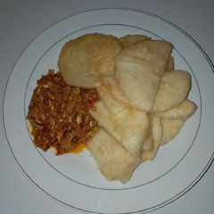 Fried Yam and side egg sauce A picture of Fried Yam and side egg sauce.